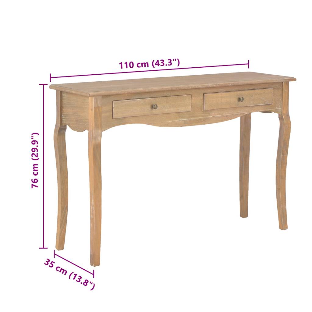 Mesa consola con 2 cajones de madera maciza de pino 120x35x76cm - Imagen 9
