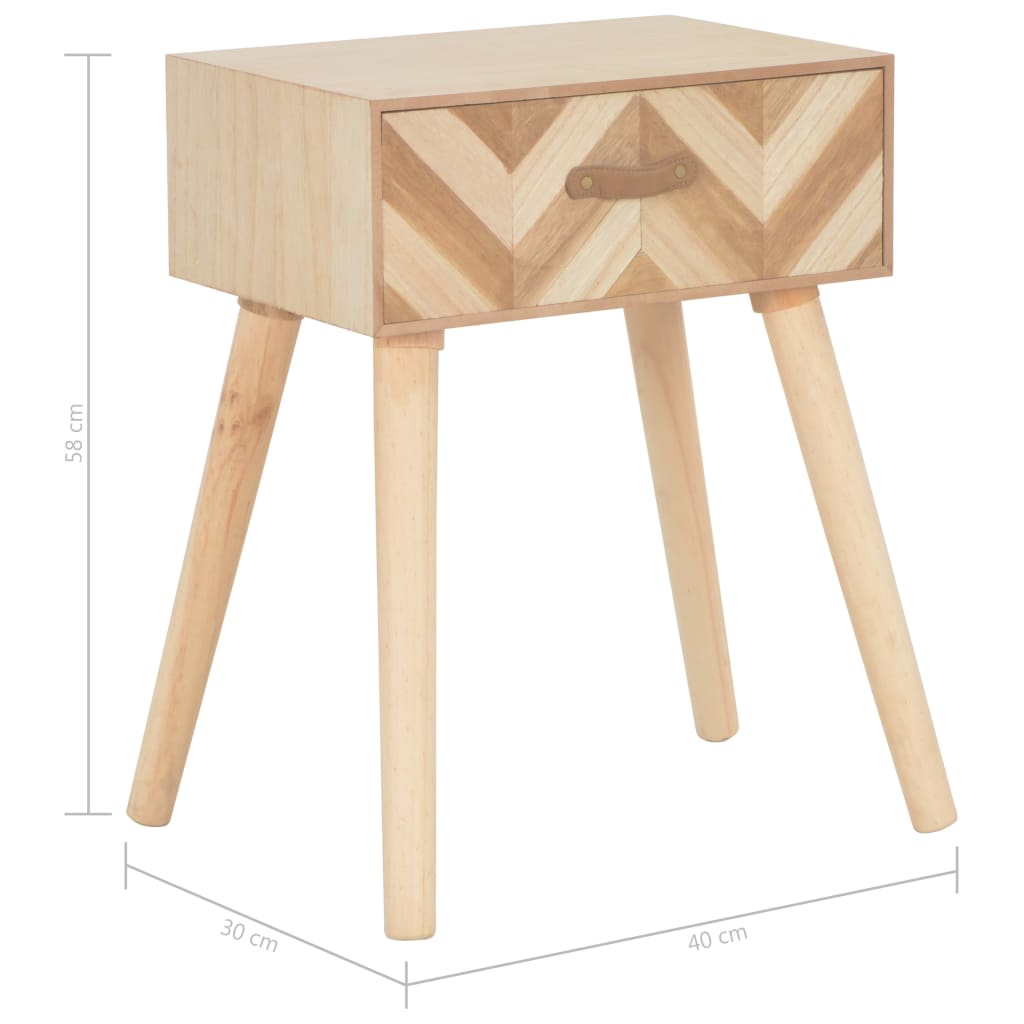 Mesita de noche con cajón de madera maciza 44x30x58 cm - Imagen 8
