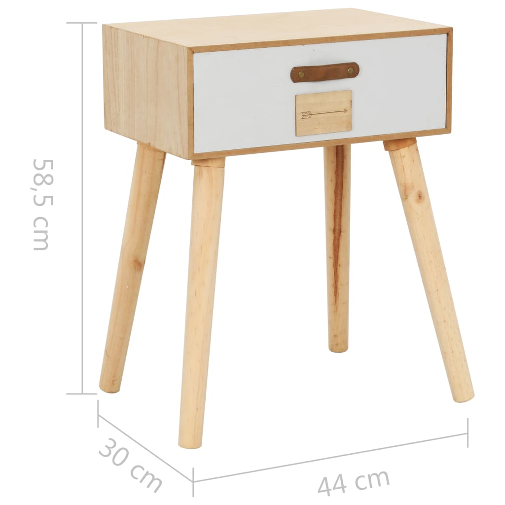 Mesita de noche con cajón madera pino maciza 44x30x58,5 cm - Imagen 7