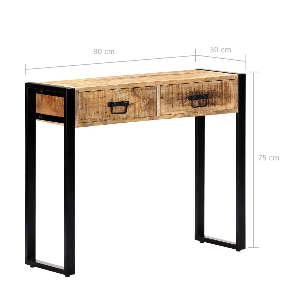 Mesa consola de madera maciza de mango 90x30x75 cm - Imagen 7
