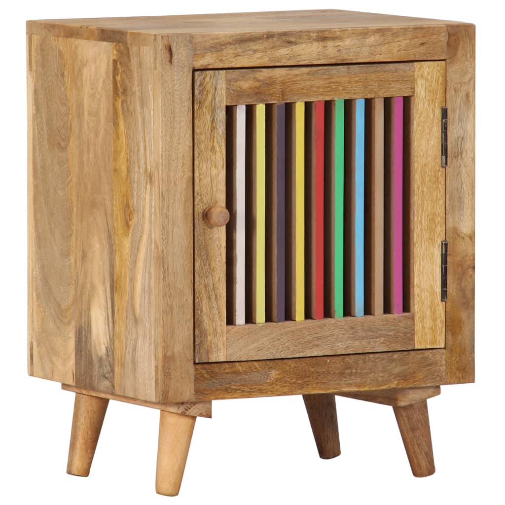Mesita de noche de madera maciza de mango 40x30x50 cm - Imagen 11