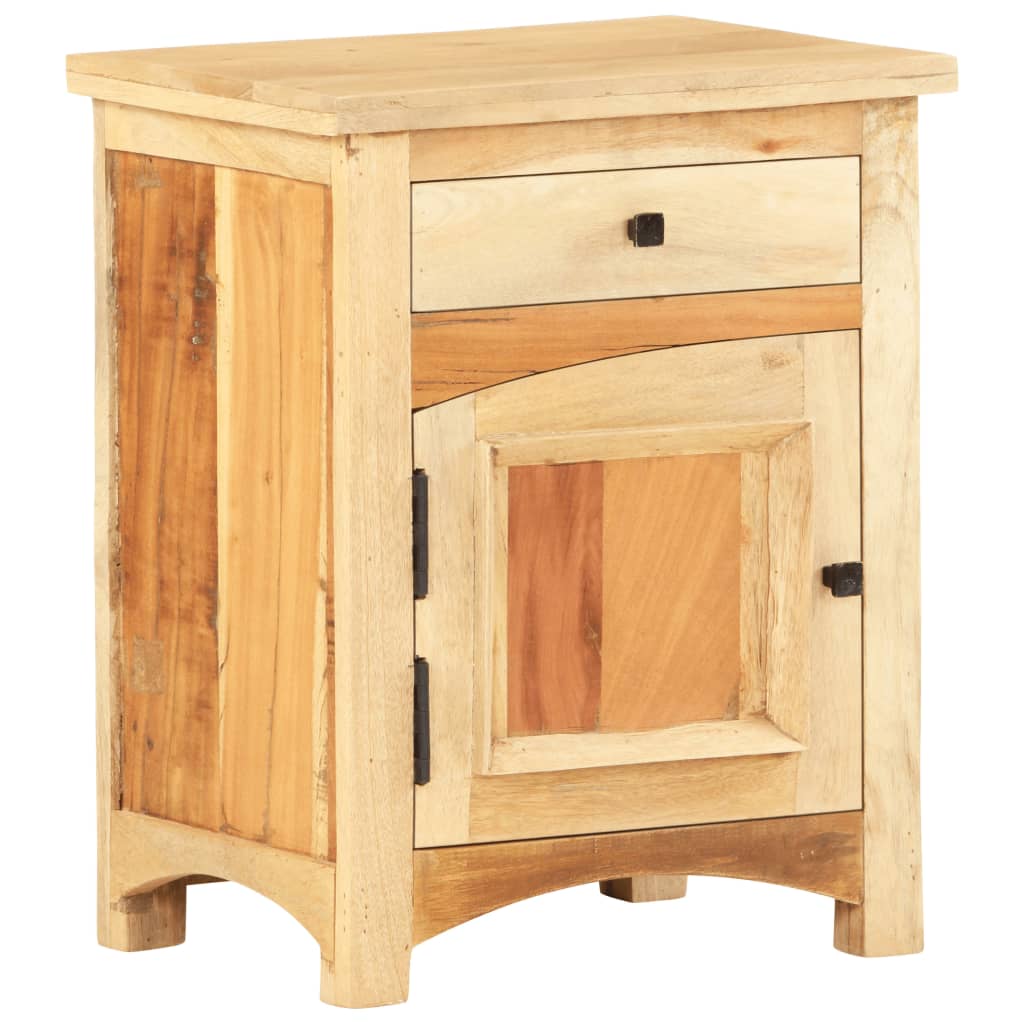 Mesita de noche de madera maciza reciclada 40x30x50 cm