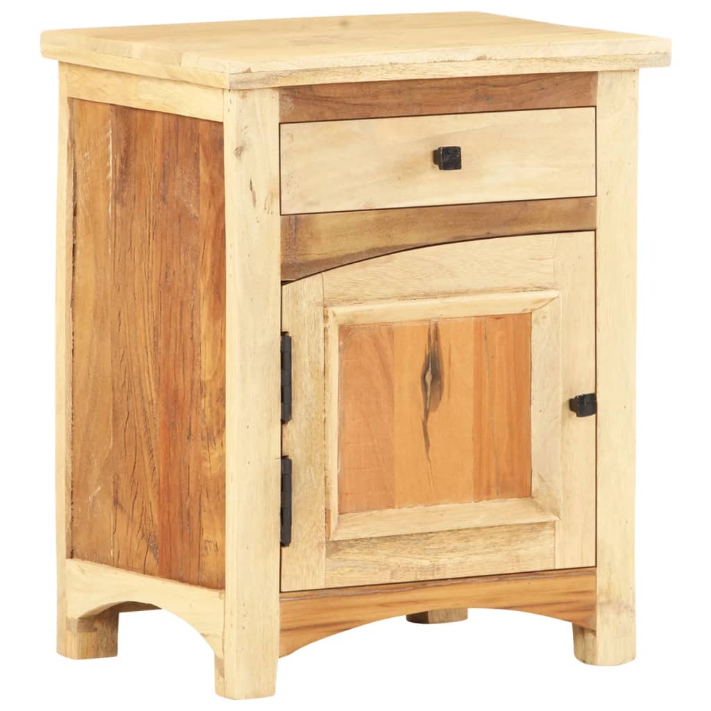 Mesita de noche de madera maciza reciclada 40x30x50 cm - Imagen 11