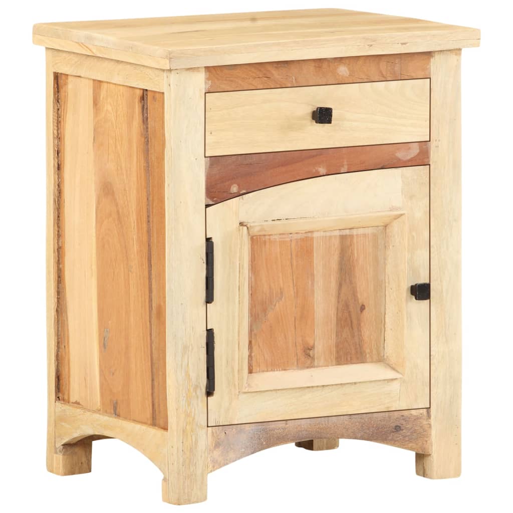 Mesita de noche de madera maciza reciclada 40x30x50 cm - Imagen 12