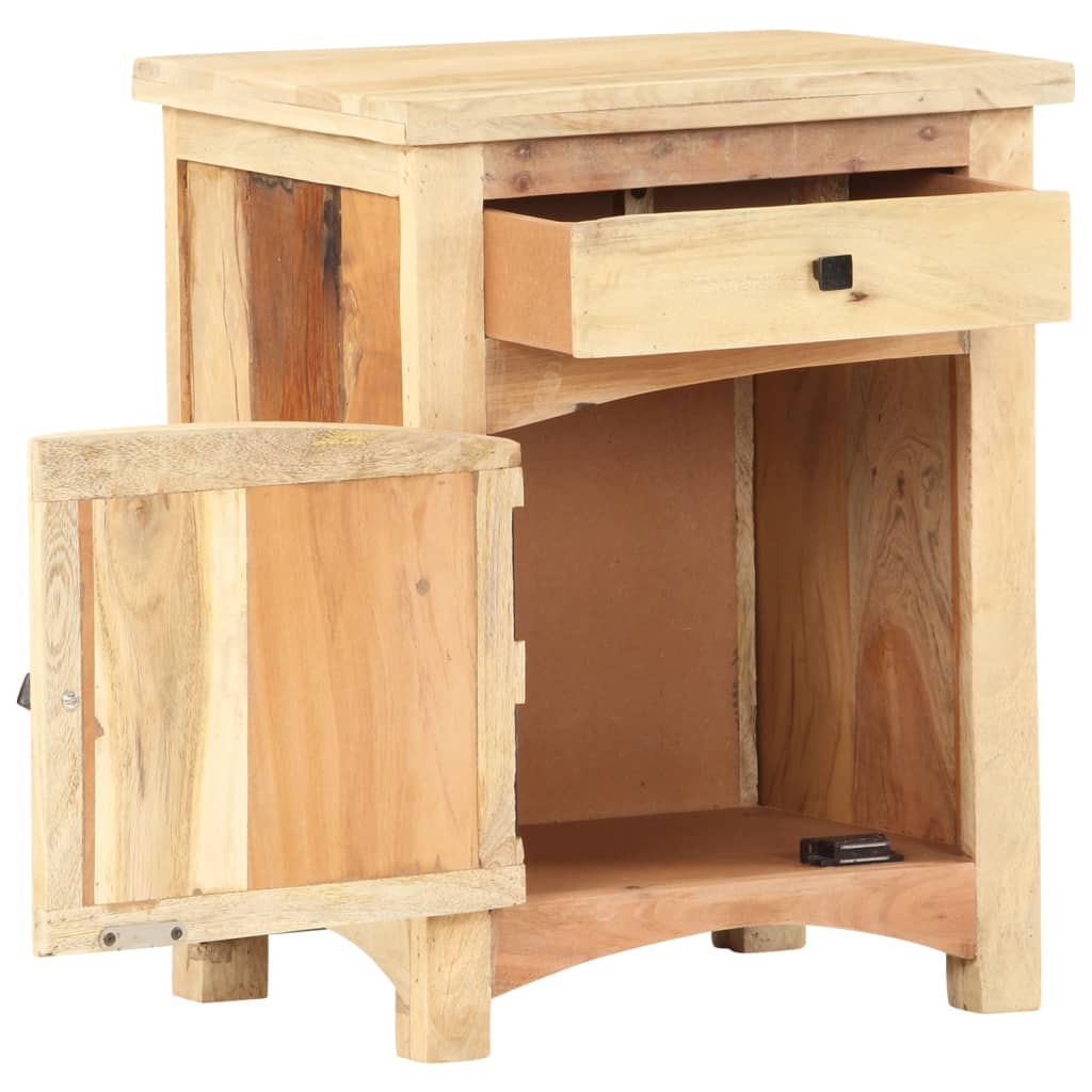 Mesita de noche de madera maciza reciclada 40x30x50 cm - Imagen 3