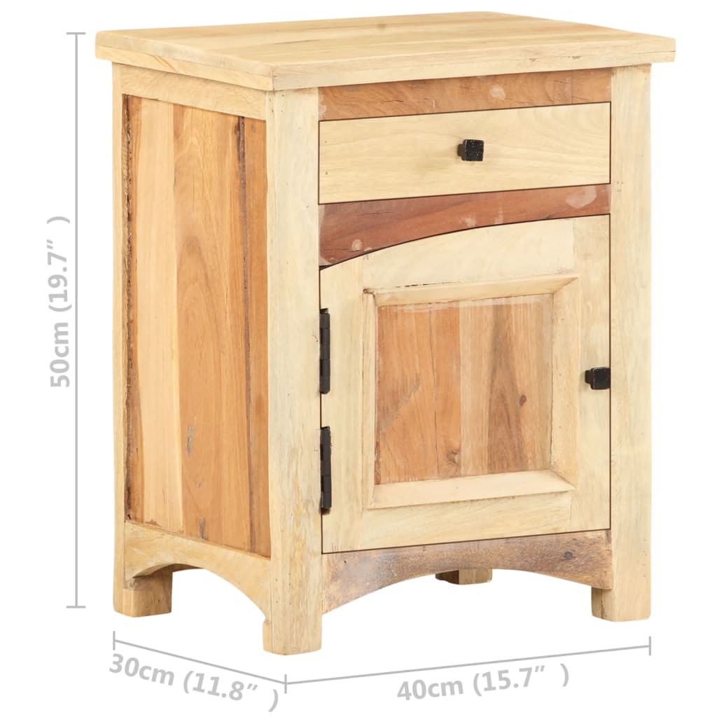 Mesita de noche de madera maciza reciclada 40x30x50 cm - Imagen 9
