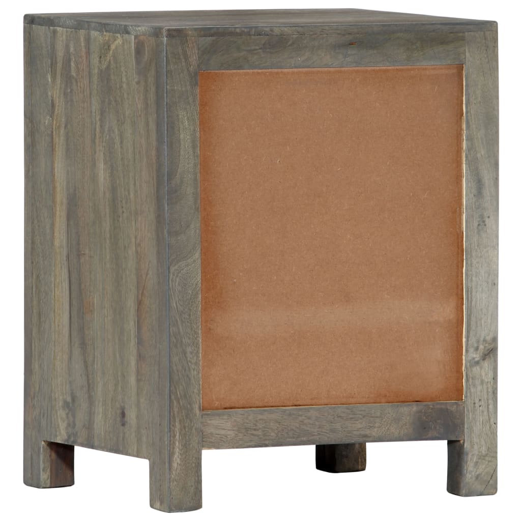 Mesita de noche madera maciza de mango gris 40x30x50 cm - Imagen 4