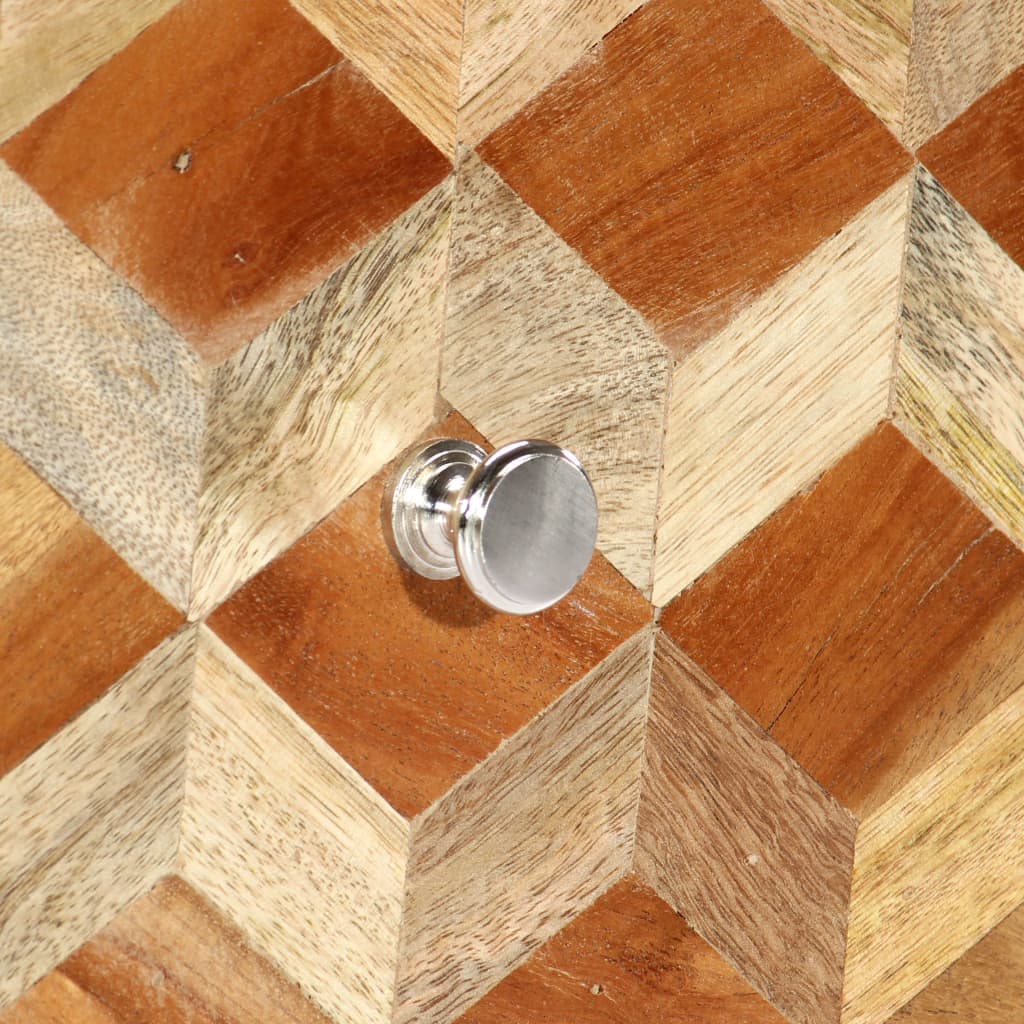 Mesita de noche madera maciza de mango gris 40x30x50 cm - Imagen 5