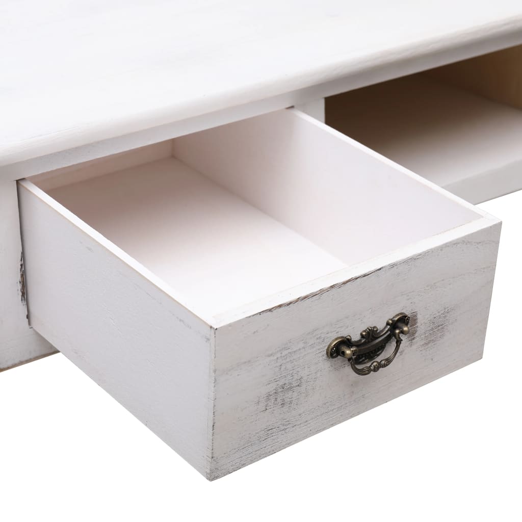 Mesa consola de madera blanco antiguo 110x45x76 cm - Imagen 6