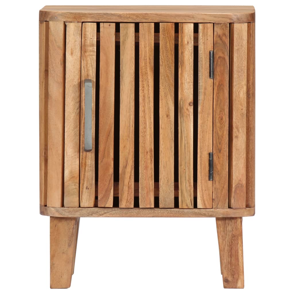 Mesita de noche de madera maciza de acacia 40x30x50 cm - Imagen 2