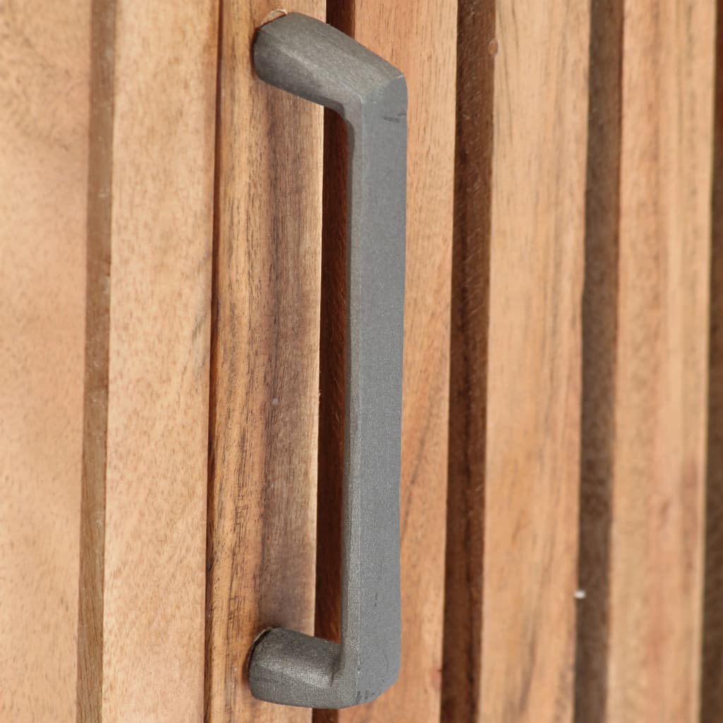 Mesita de noche de madera maciza de acacia 40x30x50 cm - Imagen 6