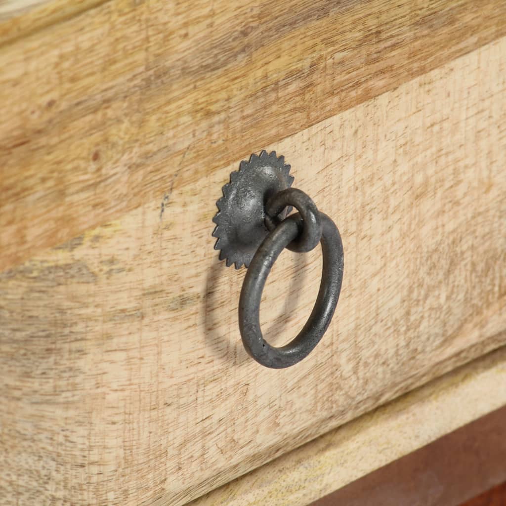 Mesita de noche madera maciza de mango rugosa 40x30x52 cm - Imagen 6