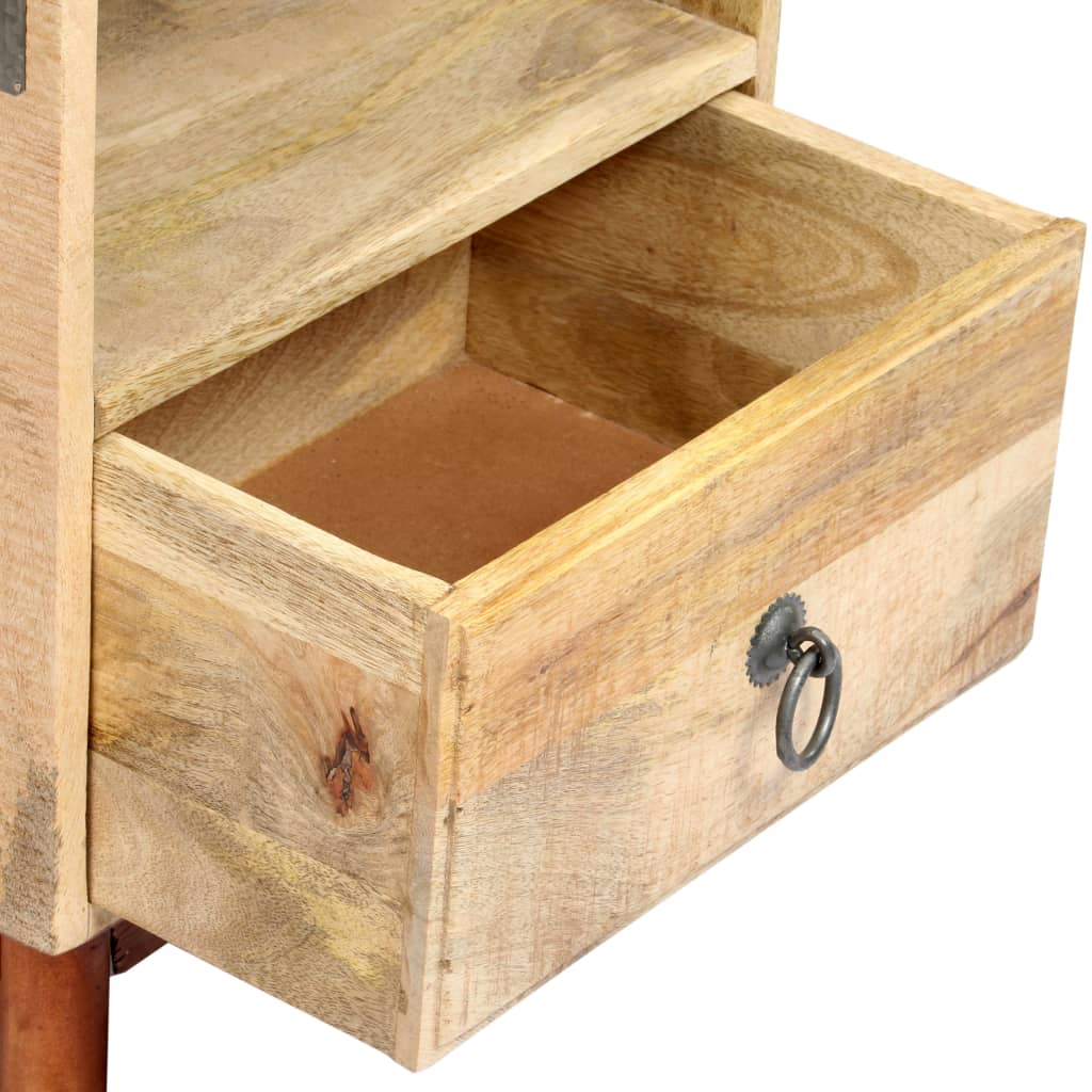 Mesita de noche madera maciza de mango rugosa 40x30x52 cm - Imagen 7