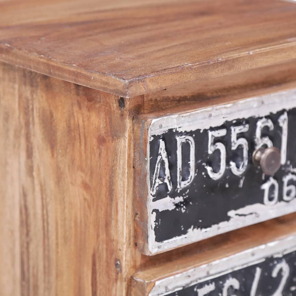 Mesita de noche de madera maciza reciclada 30x30x51 cm - Imagen 7