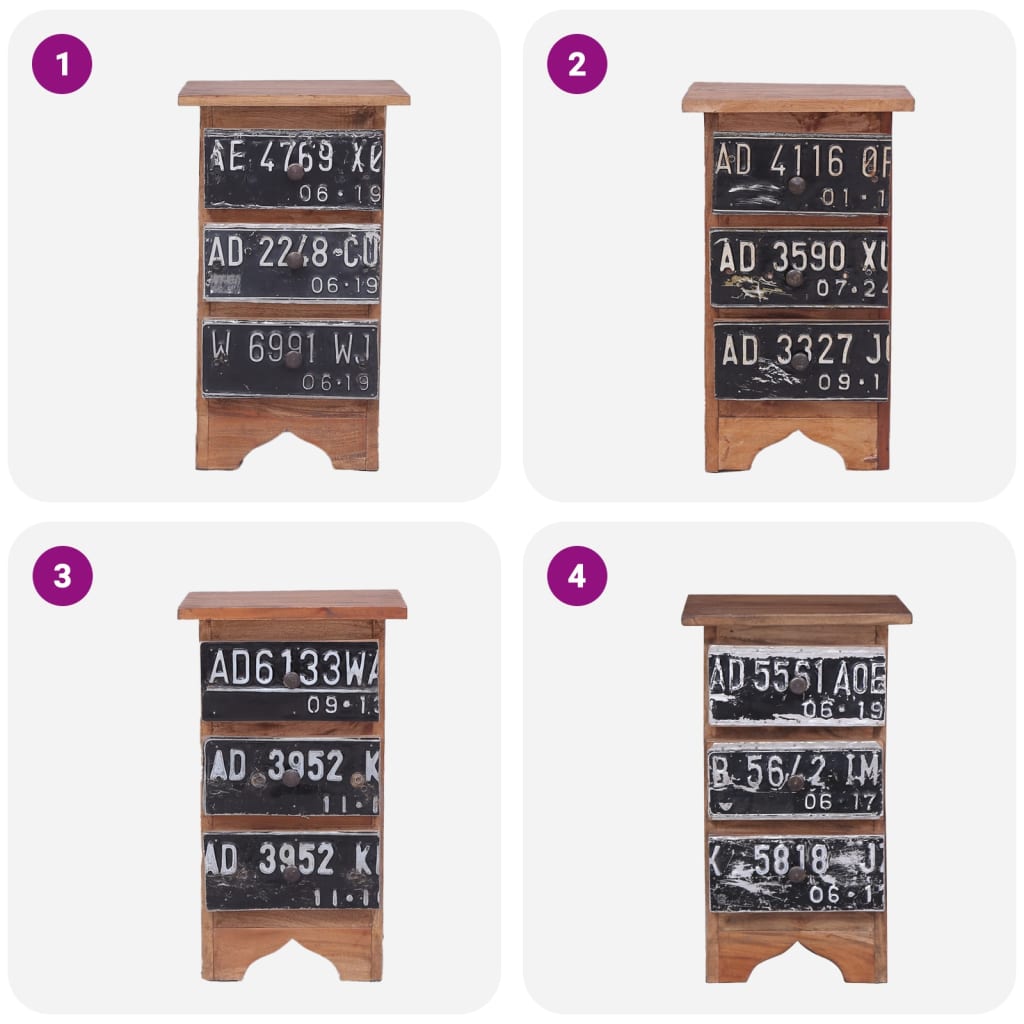 Mesita de noche de madera maciza reciclada 30x30x51 cm - Imagen 9