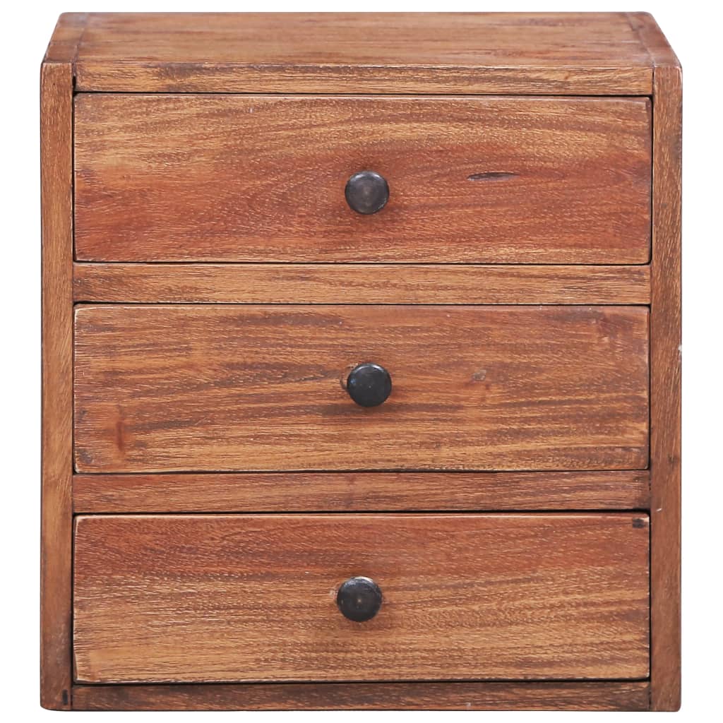 Mesita de noche 3 cajones madera maciza reciclada 35x25x35 cm - Imagen 2