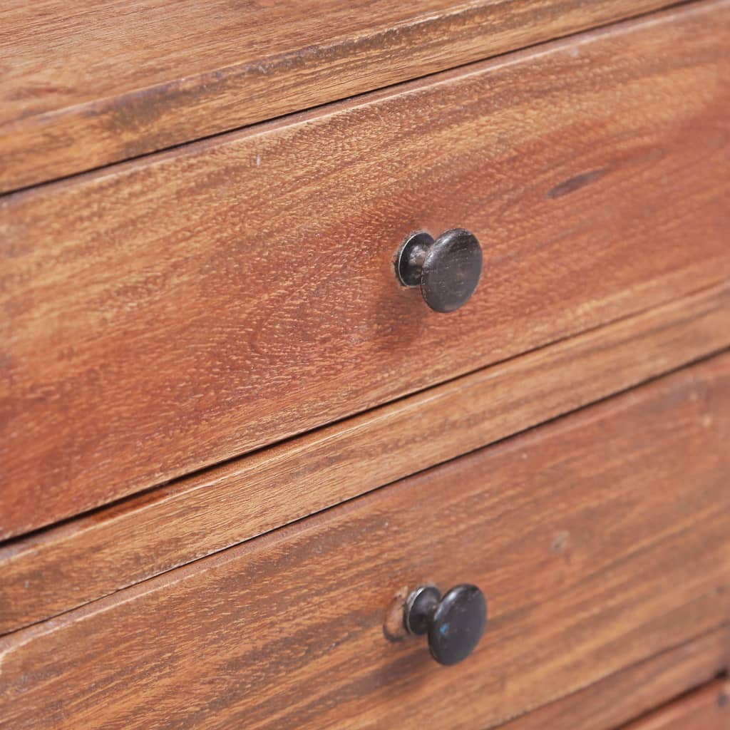 Mesita de noche 3 cajones madera maciza reciclada 35x25x35 cm - Imagen 7