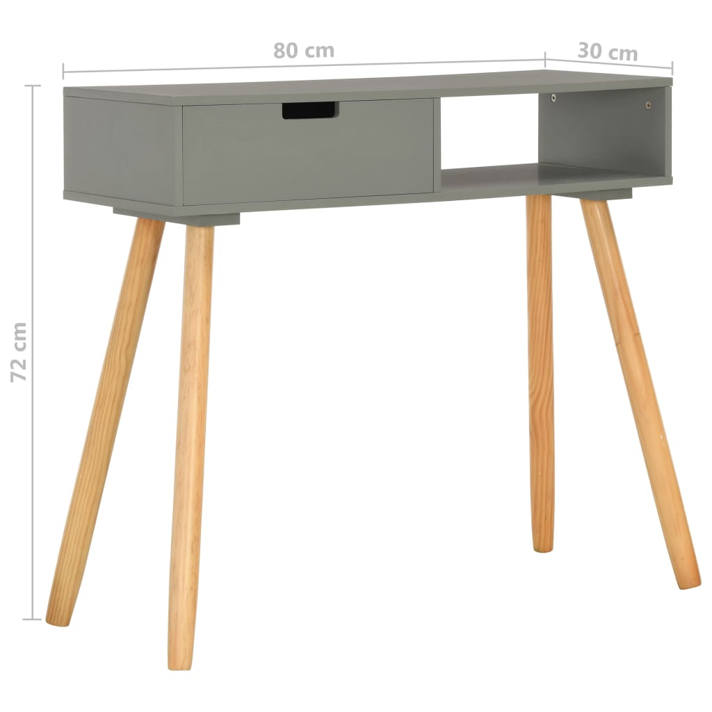 Mesa consola de madera maciza de pino gris 80x30x72 cm - Imagen 8