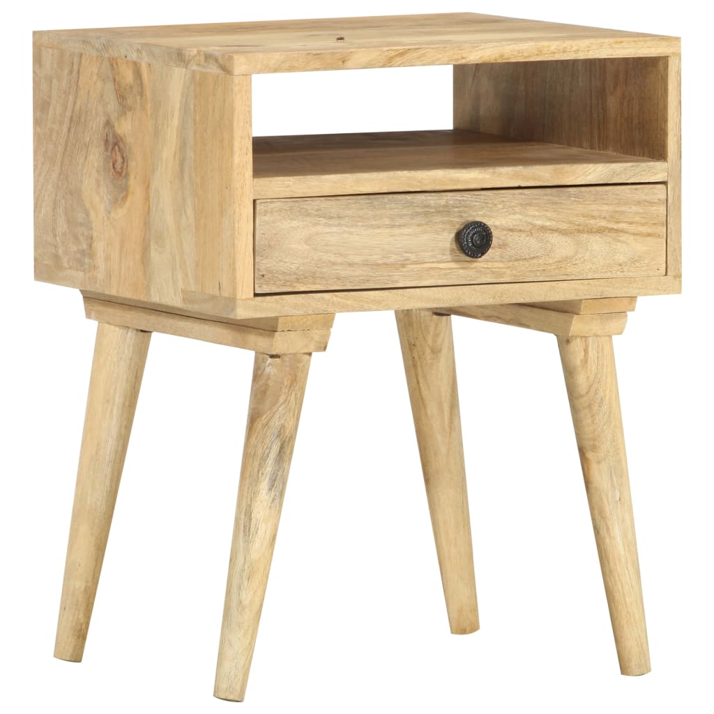 Mesita de noche de madera maciza de mango 40x35x50 cm - Imagen 11