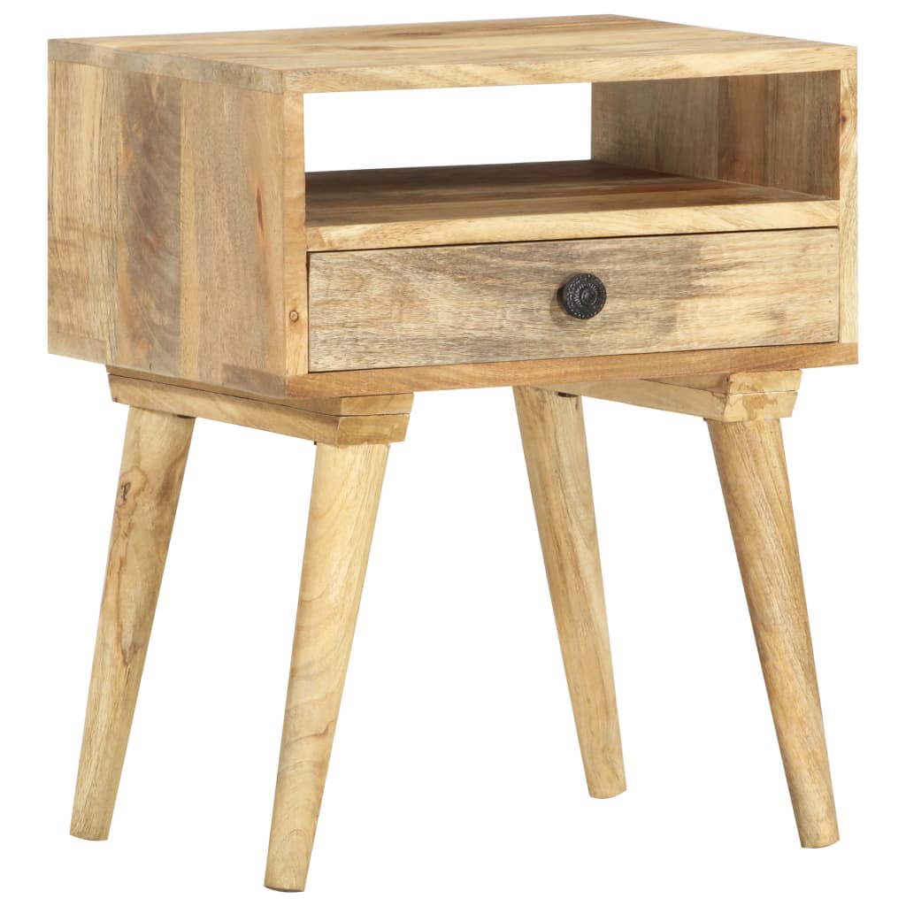 Mesita de noche de madera maciza de mango 40x35x50 cm - Imagen 12
