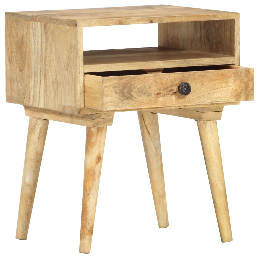 Mesita de noche de madera maciza de mango 40x35x50 cm - Imagen 3