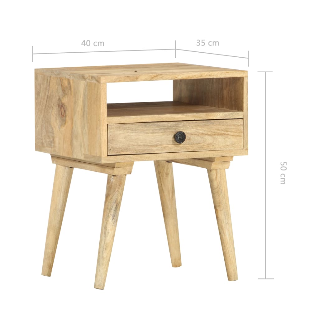 Mesita de noche de madera maciza de mango 40x35x50 cm - Imagen 8