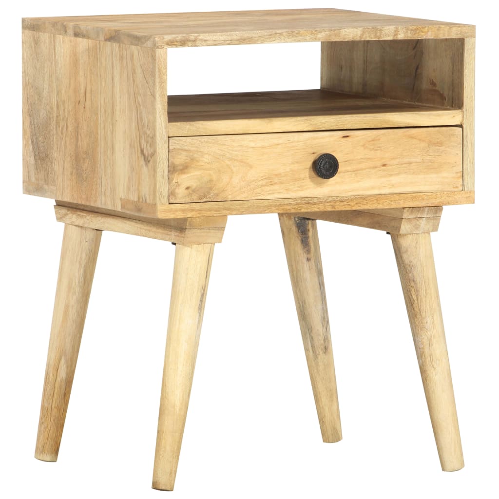 Mesita de noche de madera maciza de mango 40x35x50 cm - Imagen 9