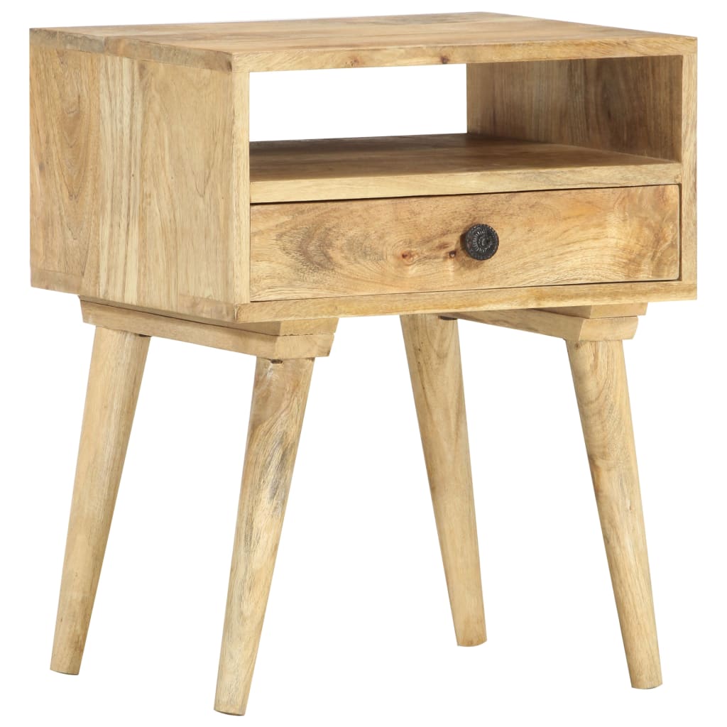 Mesita de noche de madera maciza de mango 40x35x50 cm - Imagen 10