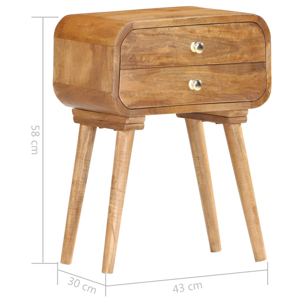 Mesita de noche de madera maciza de mango 43x30x58 cm - Imagen 6