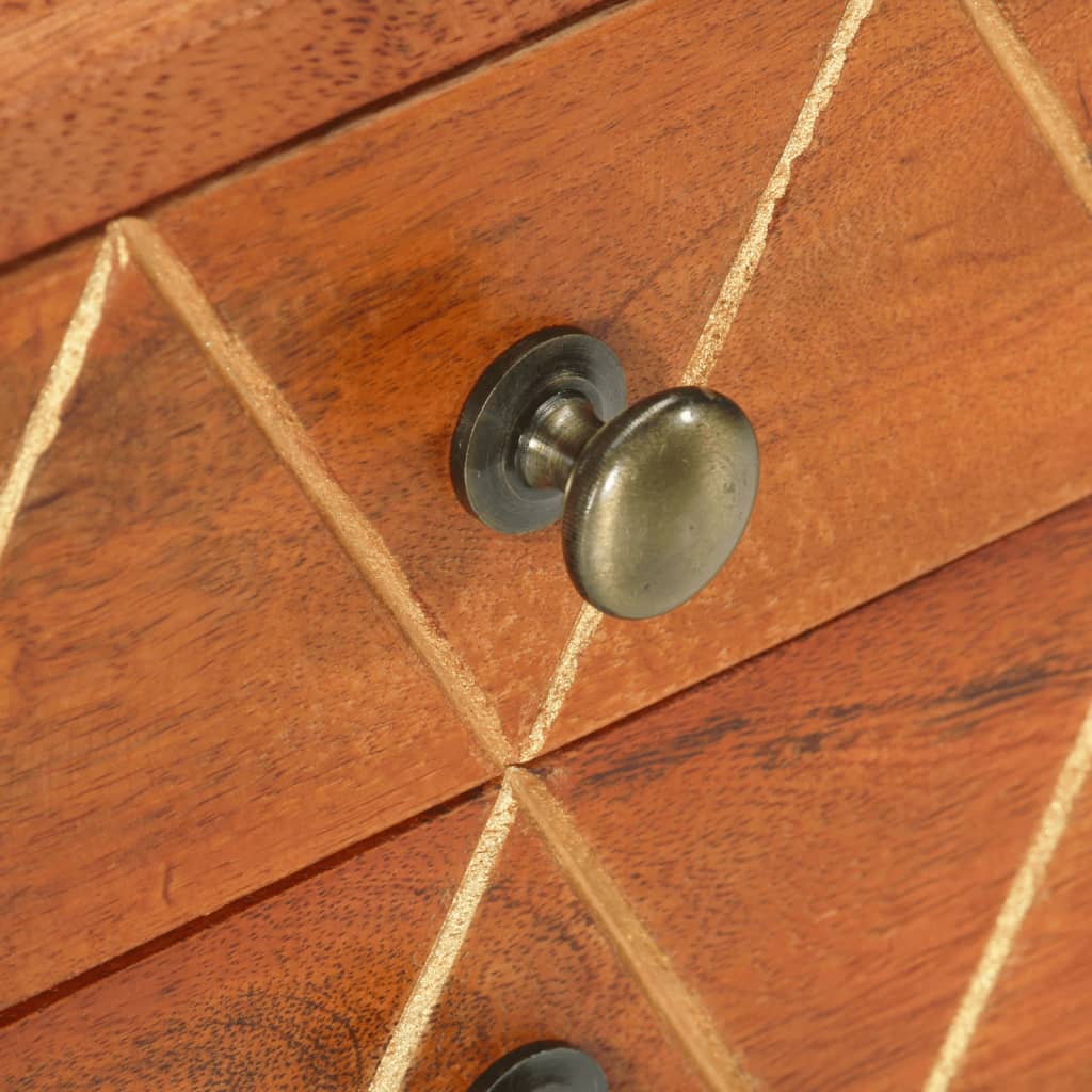 Mesita de noche de madera maciza de mango 43x30x58 cm - Imagen 7