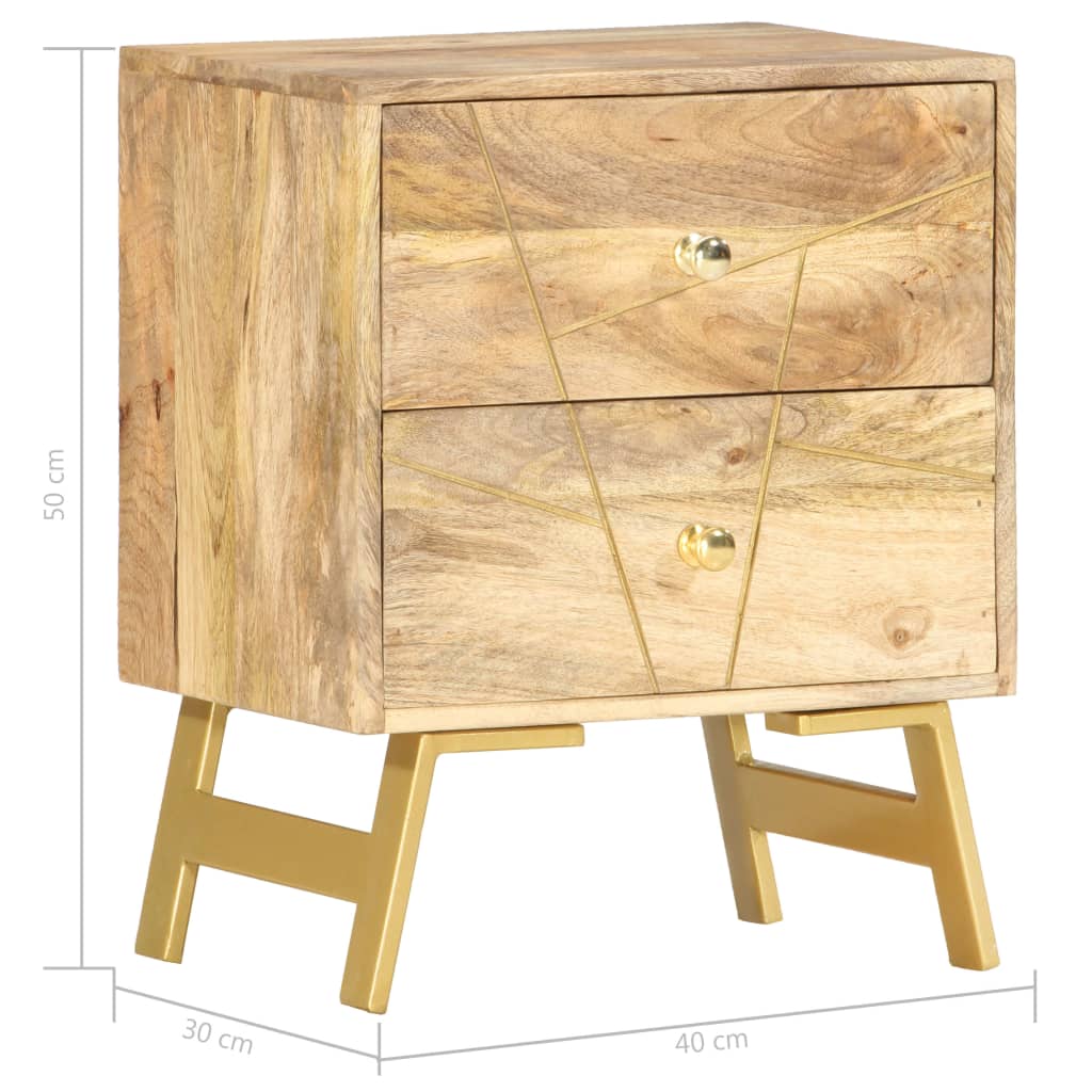 Mesita de noche de madera maciza de mango 40x30x50 cm - Imagen 6