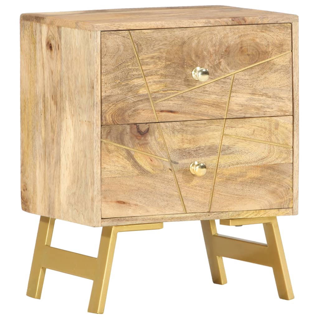 Mesita de noche de madera maciza de mango 40x30x50 cm - Imagen 8
