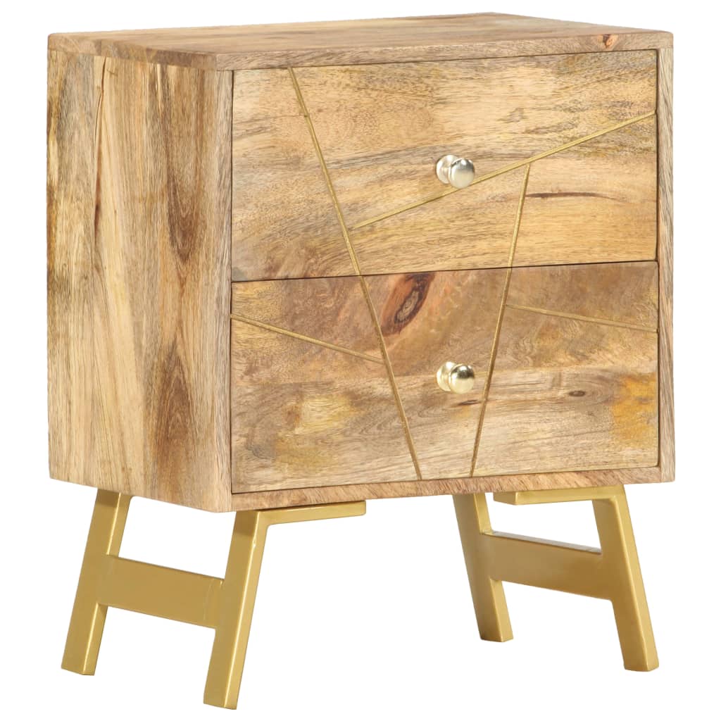 Mesita de noche de madera maciza de mango 40x30x50 cm - Imagen 10