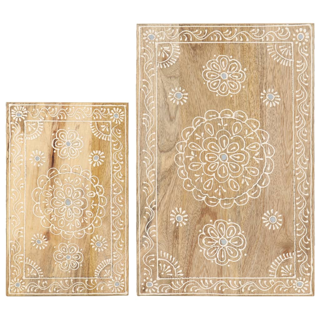 Juego de mesitas auxiliares 2 piezas madera maciza de mango - Imagen 3