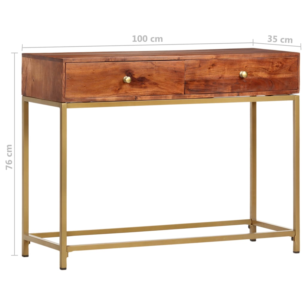 Mesa consola de madera maciza de acacia 100x35x76 cm - Imagen 9