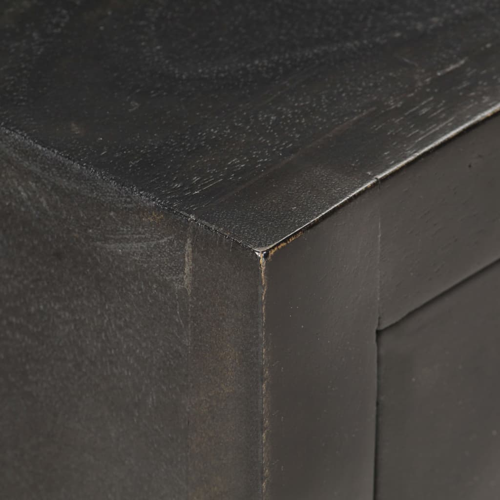 Mesita de noche madera maciza mango negro y dorado 40x30x50cm - Imagen 4
