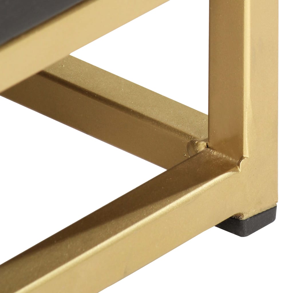 Mesita de noche madera maciza mango negro y dorado 40x30x50cm - Imagen 6