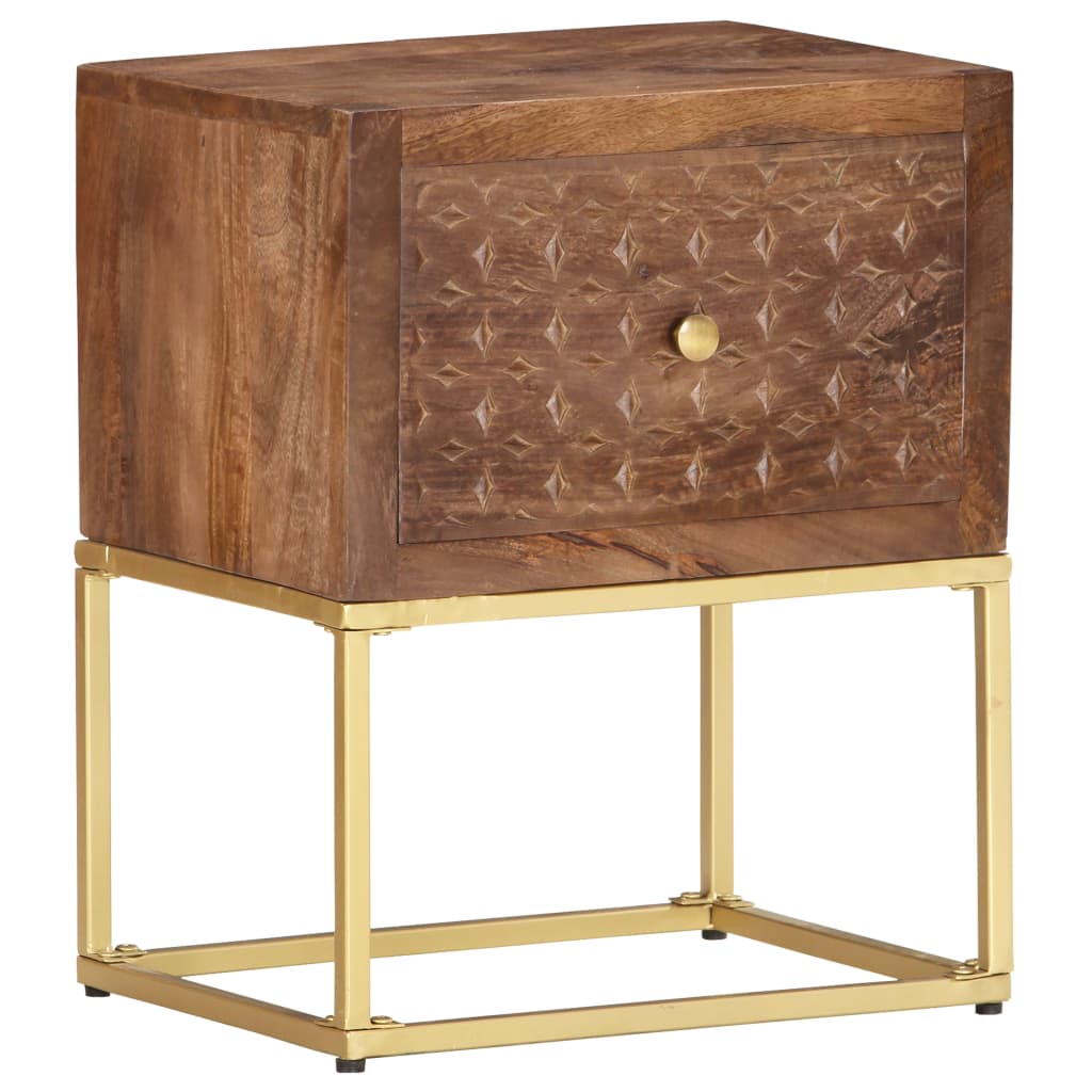 Mesita de noche de madera maciza de mango 40x30x50 cm - Imagen 11