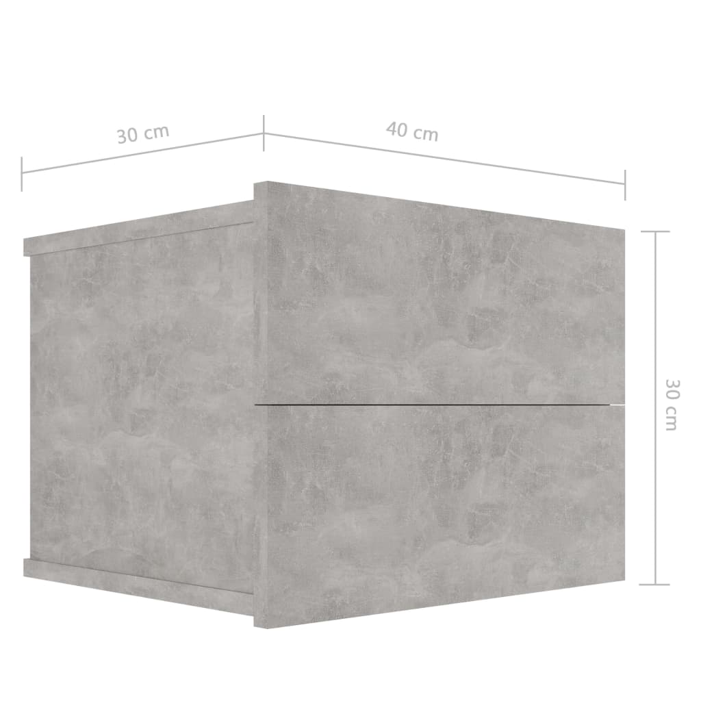 Mesita de noche madera contrachapada gris hormigón 40x30x30 cm - Imagen 7