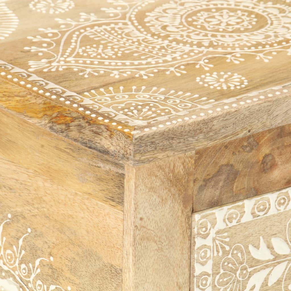 Mesita de noche pintada a mano madera maciza mango 40x30x60 cm - Imagen 5