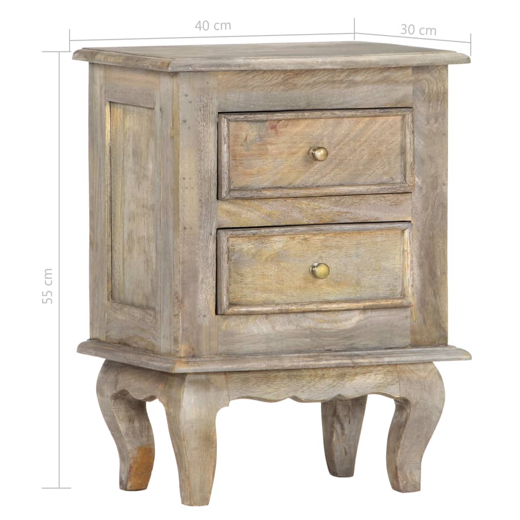 Mesita de noche madera maciza de mango 40x30x55 cm - Imagen 6