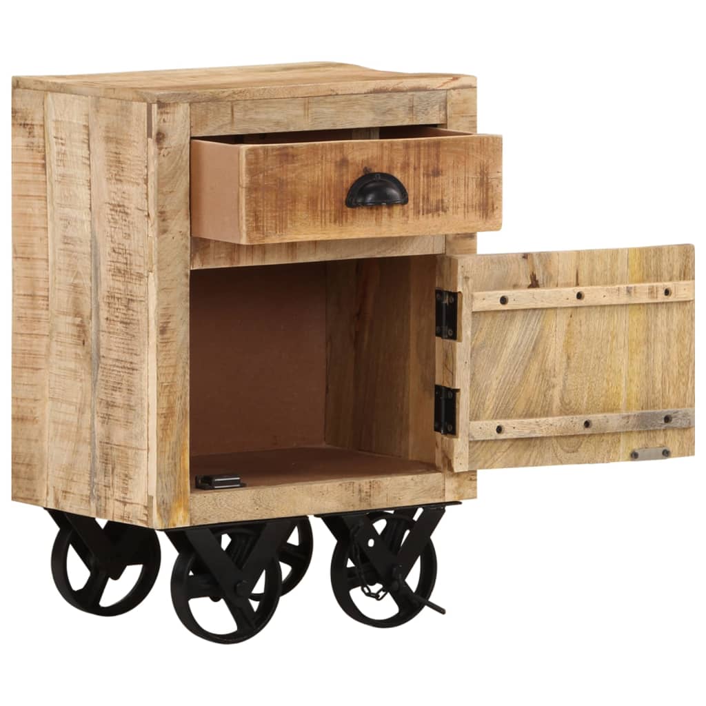 Mesita de noche de madera maciza de mango 40x30x57 cm - Imagen 2