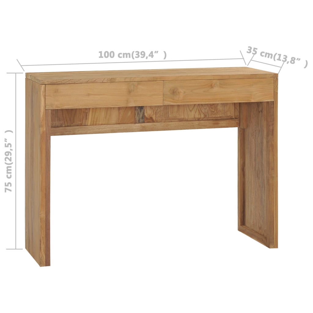 Mesa consola de madera maciza de teca 100x35x75 cm - Imagen 8
