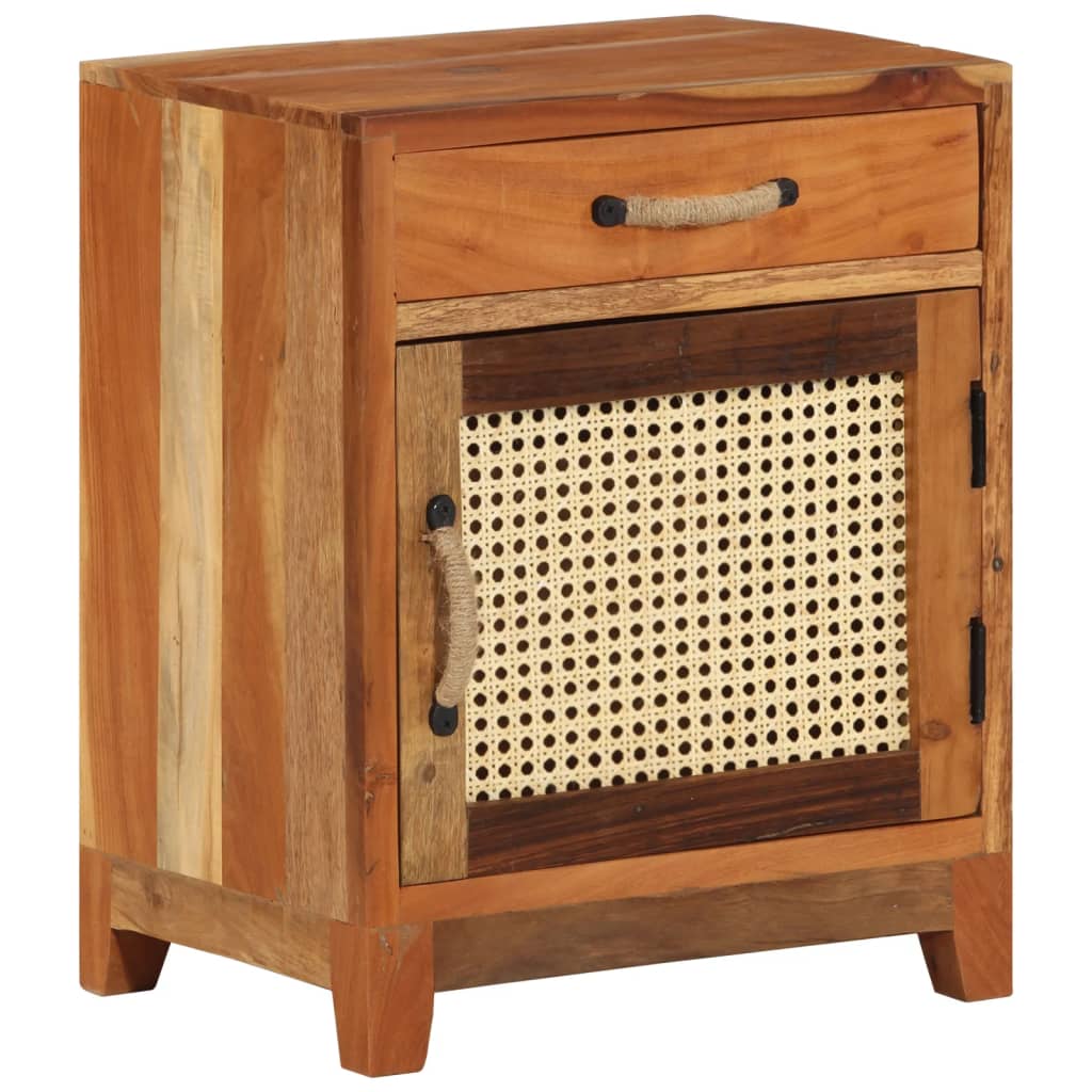 Mesita de noche de madera maciza reciclada 40x30x50 cm - Imagen 11