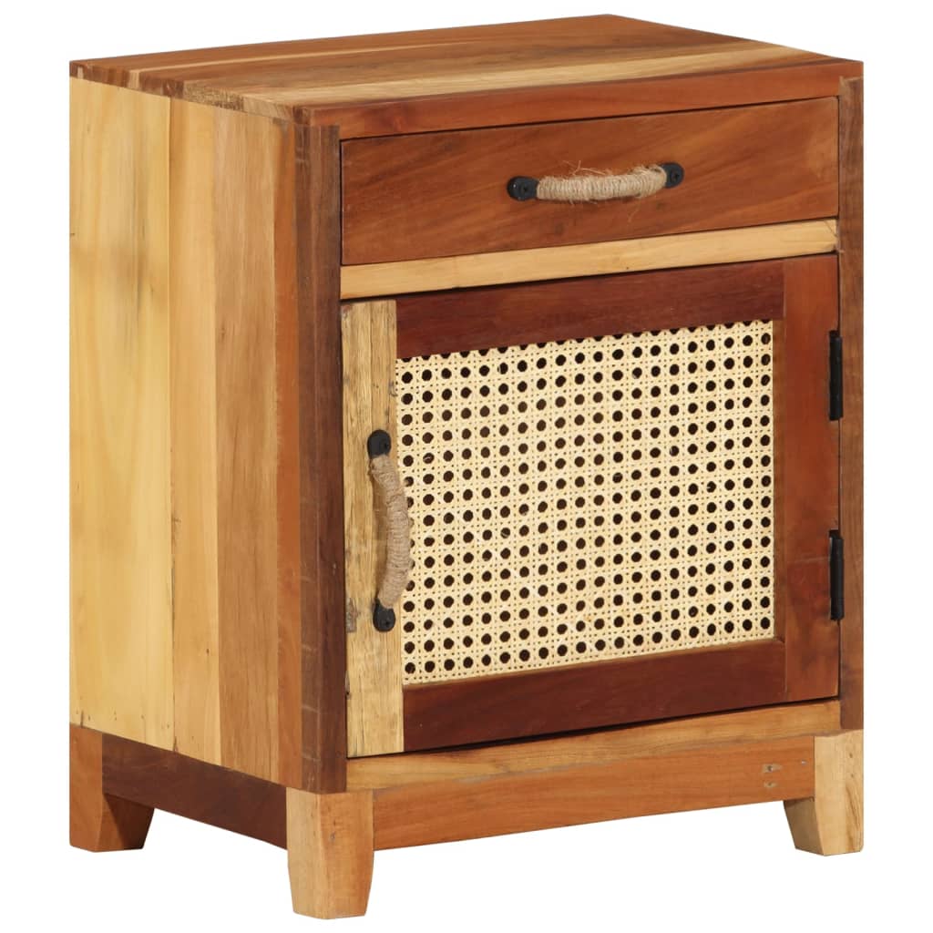 Mesita de noche de madera maciza reciclada 40x30x50 cm - Imagen 12