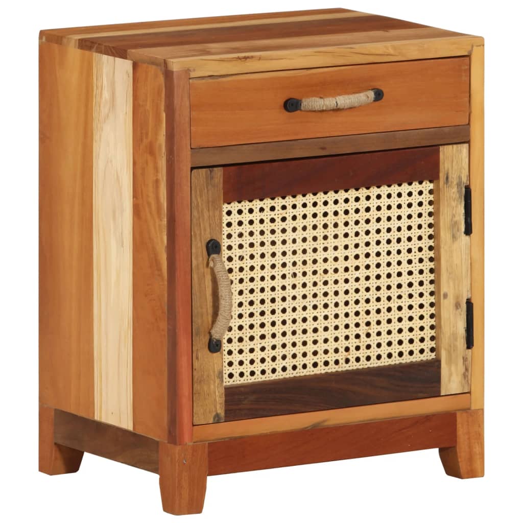 Mesita de noche de madera maciza reciclada 40x30x50 cm - Imagen 9