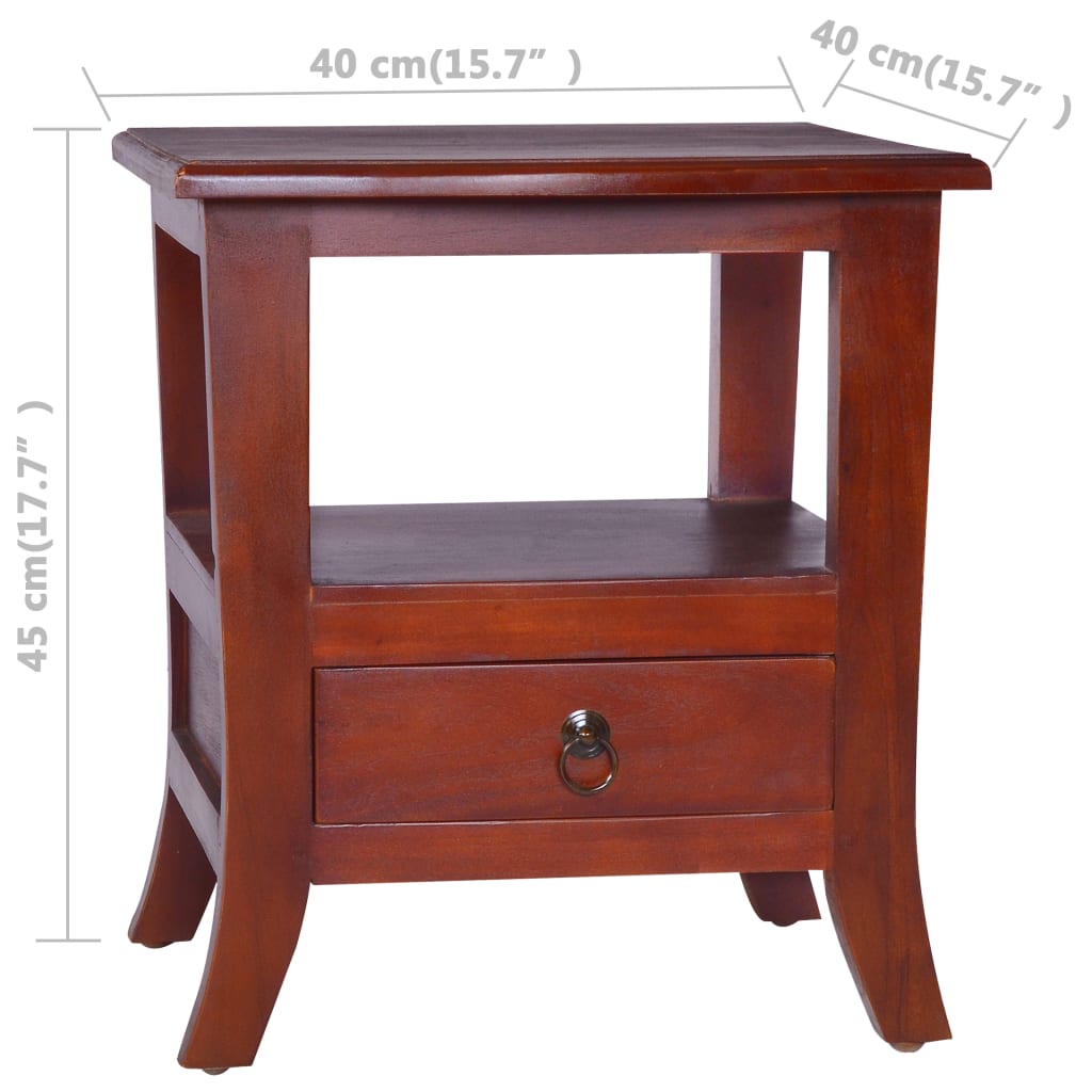 Mesita de noche clásica madera maciza de caoba marrón - Imagen 9
