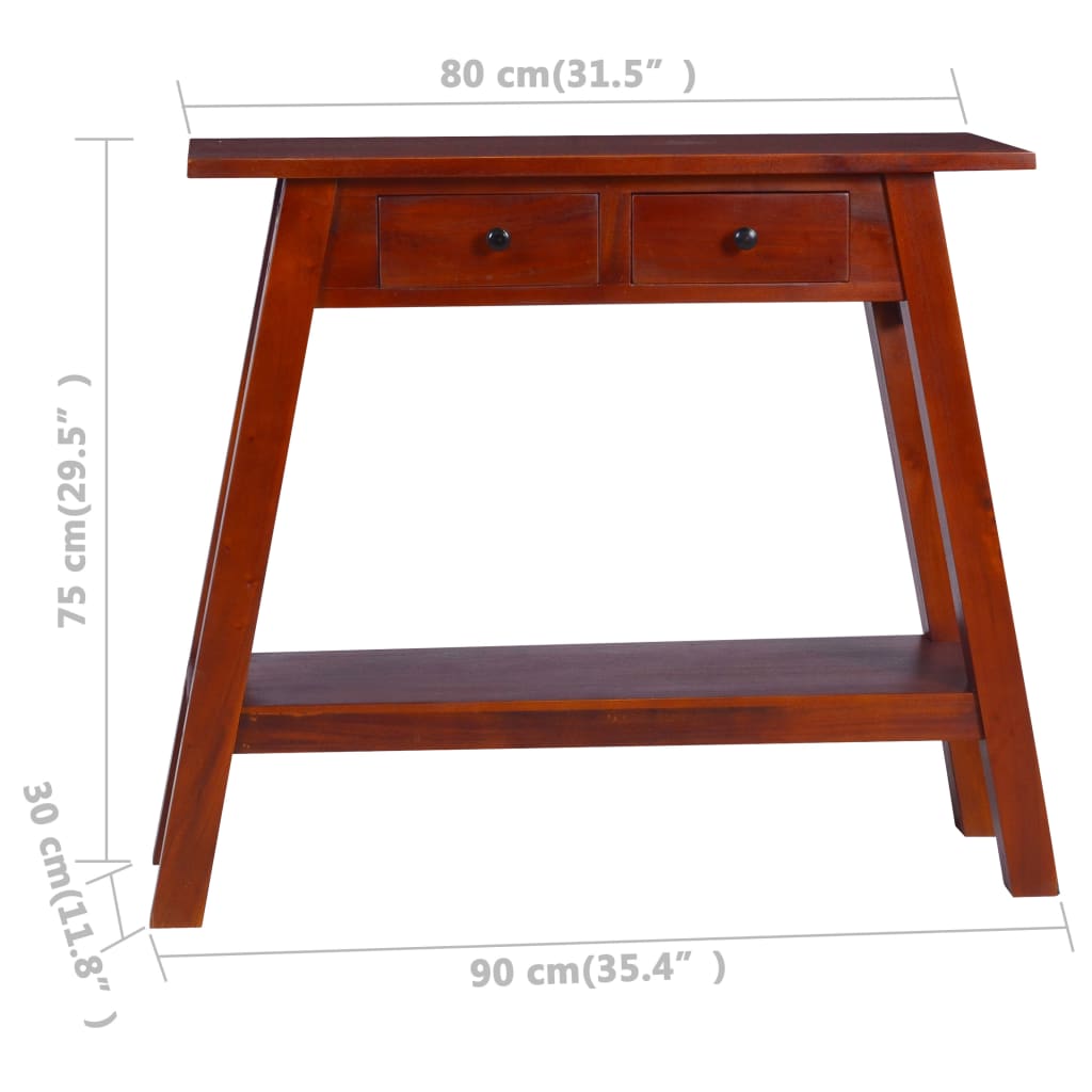 Mesa consola clásica de madera maciza caoba marrón 90x30x75cm - Imagen 9