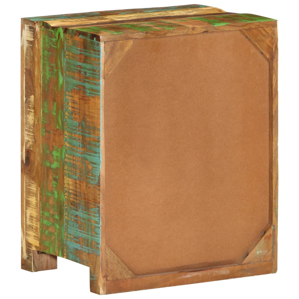 Mesita de noche de madera maciza reciclada 40x30x50 cm - Imagen 3