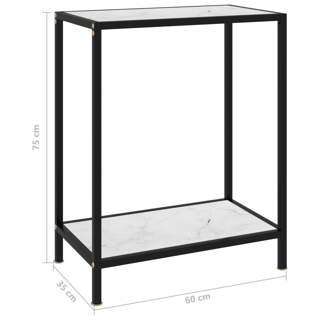 Mesa de consola vidrio templado blanco 60x35x75 cm - Imagen 6